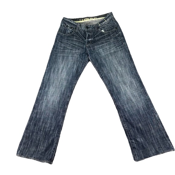 LA Denim Atelier Men's 30x30 Distressed Bootleg Denim Jeans USA Whiskered Button - Picture 1 of 15